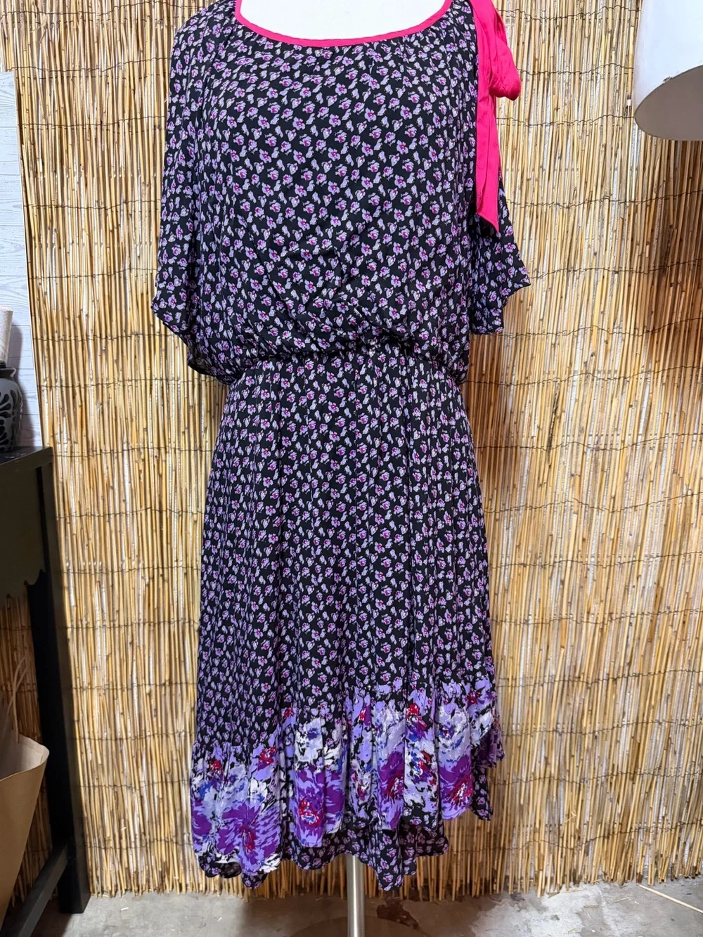 Free People ditsy floral print asymmetric midi dress, size L